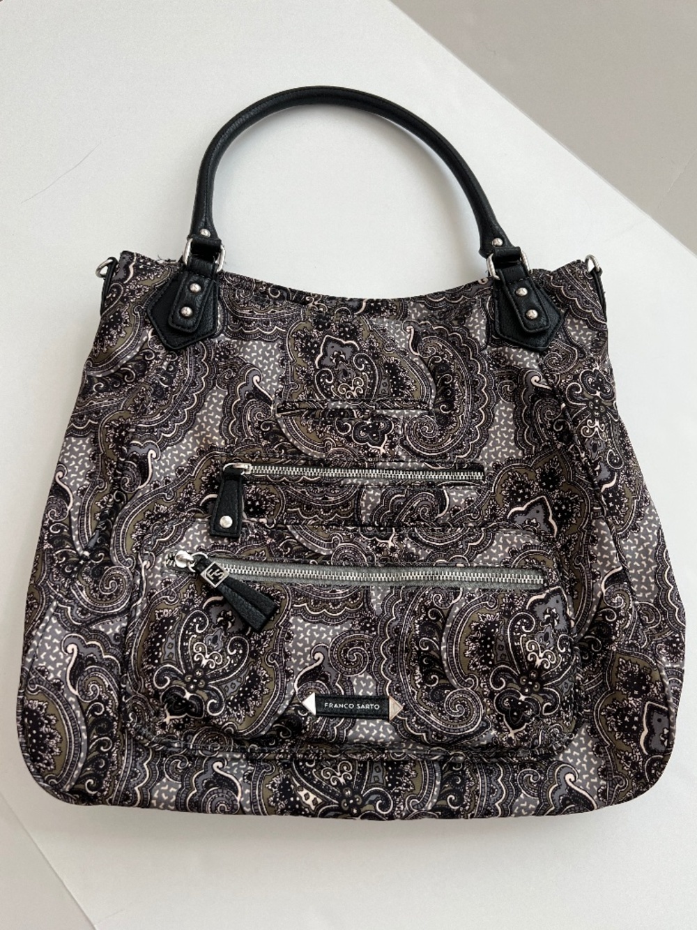 FRANCO SARTO Purse Nylon Shoulder Bag Black/Green/Gray